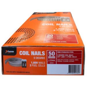 Paslode Impulse Ring Shank Coil Nails – 50 x 2.5mm (Stainless Steel, 1600 Box)