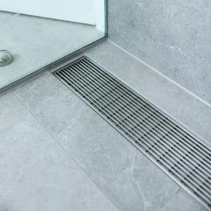 Stainless Steel Linear Drain – 600mm (Heelguard Grate, 70 x 22mm, DIY 50mm Outlet)