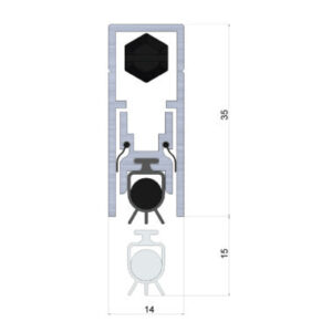 Mortised Automatic Door Bottom Seal – 820mm (Hot Smoke Seal)