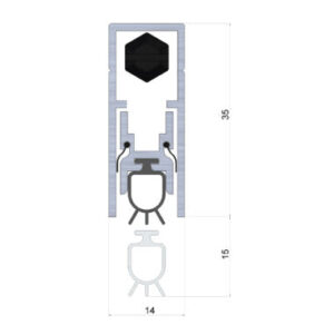 Mortised Automatic Door Bottom Seal – 920mm (Medium Smoke, Self-Dropping Acoustic Seal)