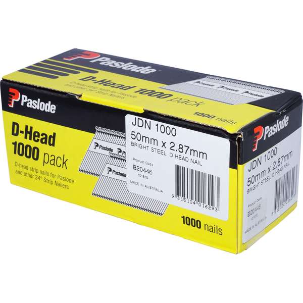 Paslode 50 x 2.87mm Bright D Head Framing Nail 1000 Pack
