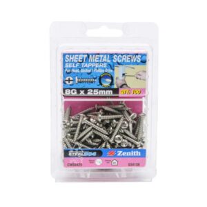 Zenith Self Tapping Screws Pan Head Stainless Steel 8G x 25mm 100 Pack