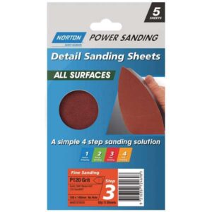 Norton Sanding Sheet Wood GMC Fine P120 Grit 100 x 140mm 5 Pack