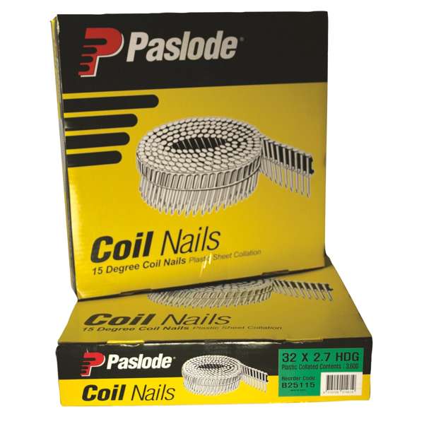 Paslode 15Deg Hot Dipped Galvanised Pneumatic Coil Nails – 32 x 2.7mm (3600 Pack)