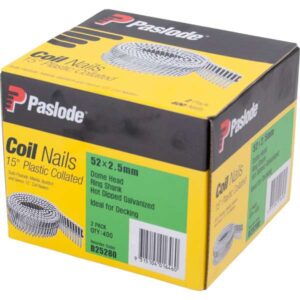 Paslode 15 Degree Dome Head Hot Dip Galvanised Coil Nails – 52 x 2.5mm (400 Pack)