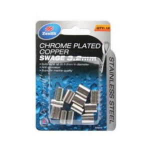 Zenith Swage Chrome Plated Copper Stainless Steel 3mm 12 Pack