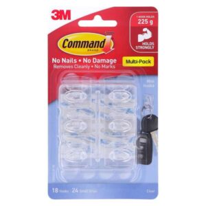 Command Mini Clear Hook 18 Pack
