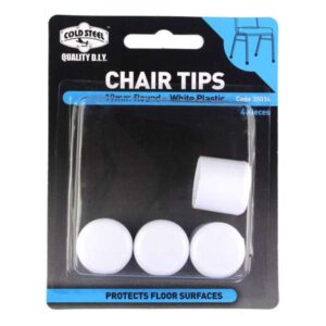 Cold Steel Round Plastic Chair Tips White 19mm 4 Pack
