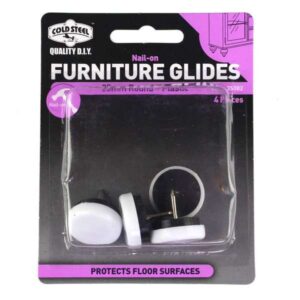 Cold Steel Furniture Glides White Plastic Nail-On 25mm 4 Pack