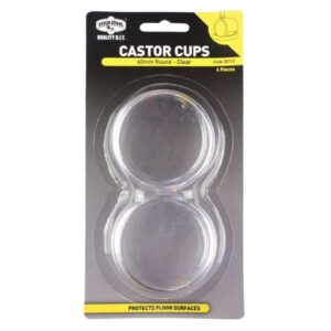 Cold Steel Plastic Castors Cups Clear 60mm 4 Pack