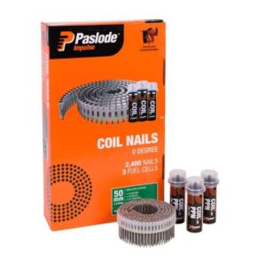 Paslode Impulse Coil Nails – 50 x 2.5mm (2400 + 3 Fuel Cells)