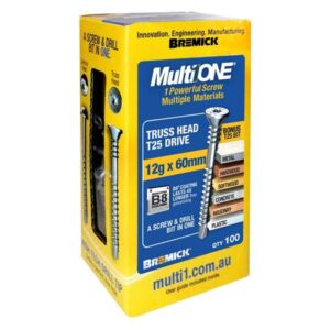 Bremick Screw MultiOne Countersunk Truss Head 25 B8 Coated 12g x 60mm 100 Pack
