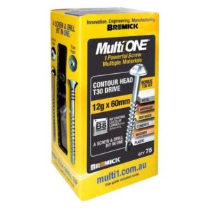 Bremick Screw MultiOne Contour Head Torx Drive 30 B8 Coated 12g x 60mm 75 Pack