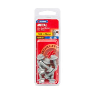 Zenith 14G x 22mm Galv Hex Head Metal Screws 8 Pack