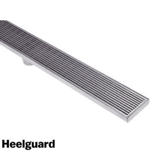 Linear Drain with End Outlet – 600mm (Square Pattern Grate, 85mm x 20mm)