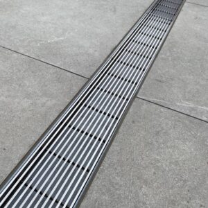 Plastic Strip Drain Kit With SS Heelguard Grate – 75 x 23mm x 1500mm