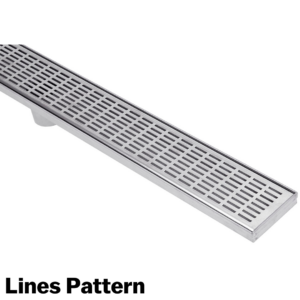 Linear Drain with End Outlet – 600mm (Line Pattern Grate, 85mm x 20mm)