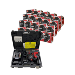MAX Twin Tier Rebar Tier 20-44mm Kit with Two 14.4V Lithium Batteries and 20 Boxes Bright Wire