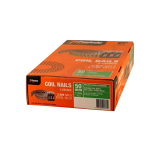 Paslode 50 x 2.5mm HDG Ring Shank Coil Nails 2400 Pack with 3 Fuel Cells