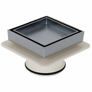 Square Bermuda Tile Insert Floor Waste – 100mm, Chrome Edge, 50mm Outlet