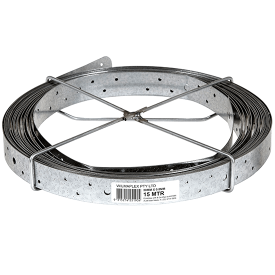 Hoop Iron Punch Strap Roll For Roofing – 30mm x 15m – Galvanised Steel Bracing