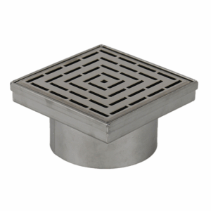 Square Floor Drain – Stainless Steel 115mm, Line Pattern Grate, 45mm Outlet
