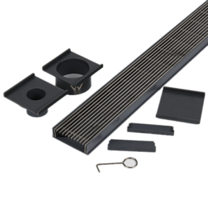 1000mm Plastic Strip Drain Kit – Stainless Steel Heelguard Grate, 75 x 23mm