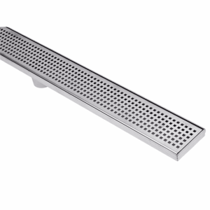 1000mm Linear Shower Grate & Drain Square Pattern – 70 x 20mm, Centre 50mm Outlet